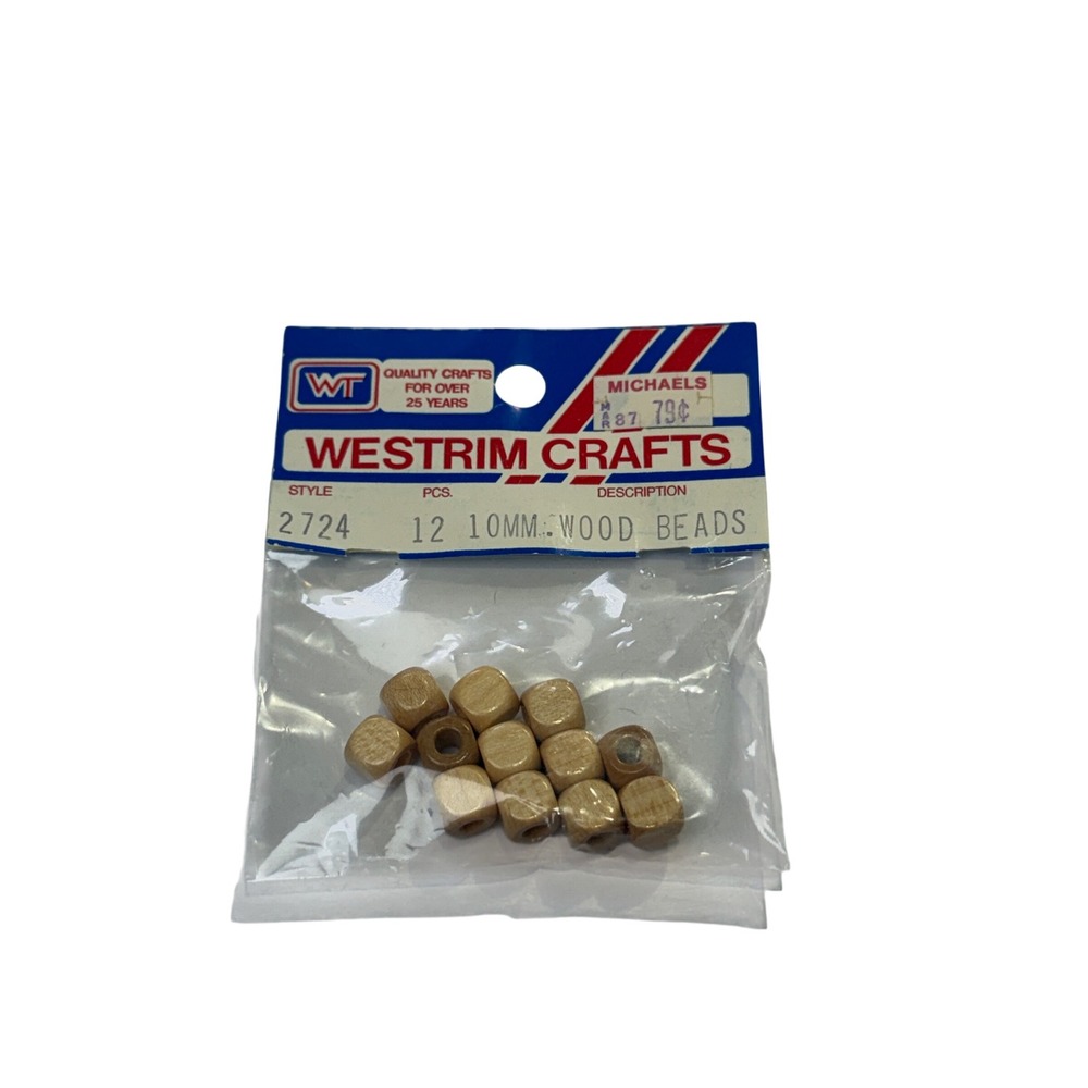 Westrim Crafts Vintage 10mm Wood Beads Square Natural Brown 12 Pcs Style 359A9